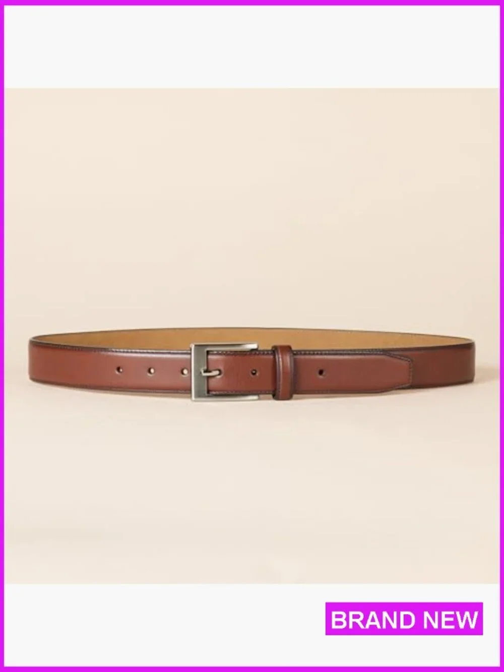 Classic Dress Belt Men Leather Metal Buckle 7 Holes Versatile Work Casual